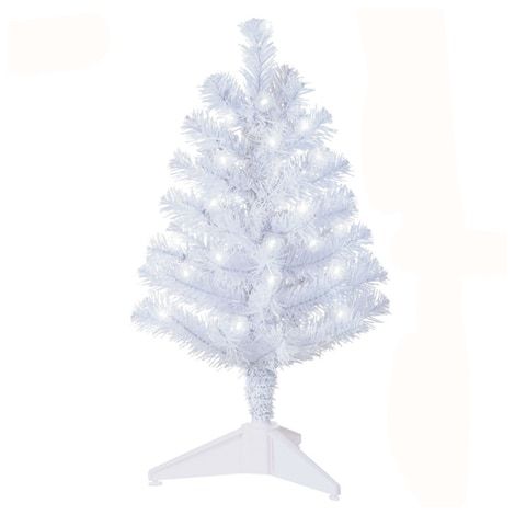 Miniature White Pre-Lit Christmas Tree