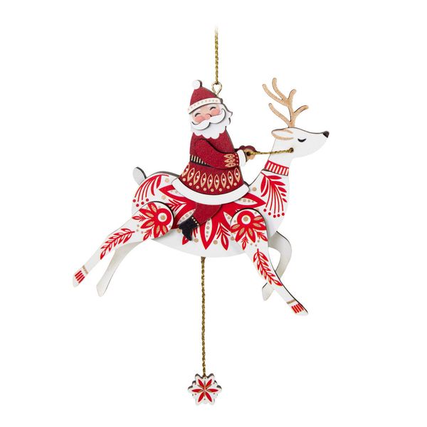 Pull-String Reindeer With Santa