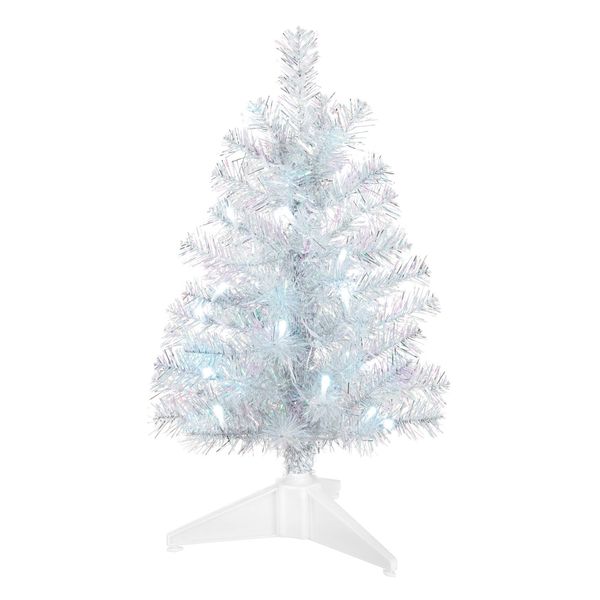 Silver and White Pre-Lit Christmas Tree