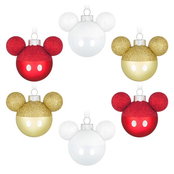 Disney Mickey Mouse Glass Ornaments Set of 6