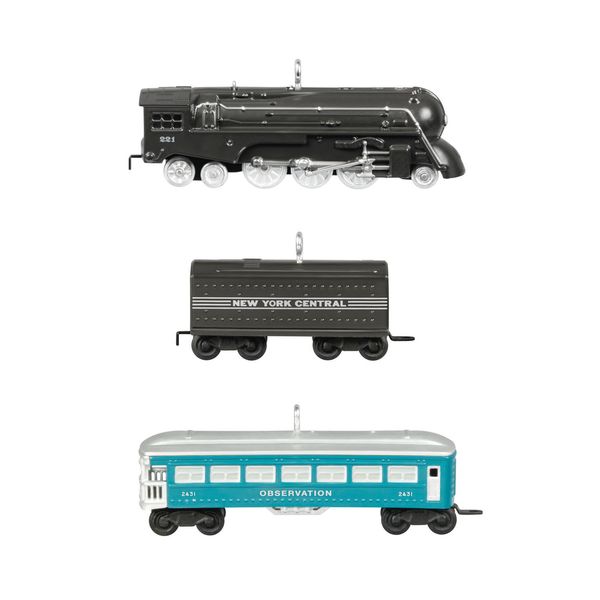 Lionel 221 Steam Locomotive and Tender With 2431 Observation Car Ornaments Set of 3