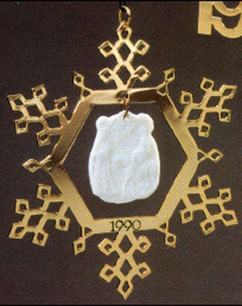 Brass Snowflake with White Porcelain Nativity