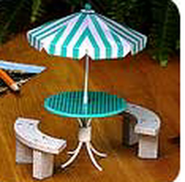 Umbrella Table and Benches