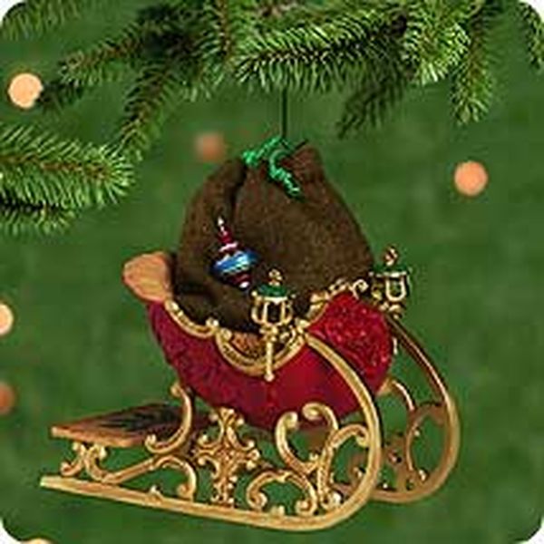Santa's Sleigh With Sack and Miniature Ornament