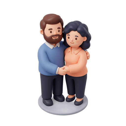Illustration of 父母, father and mother