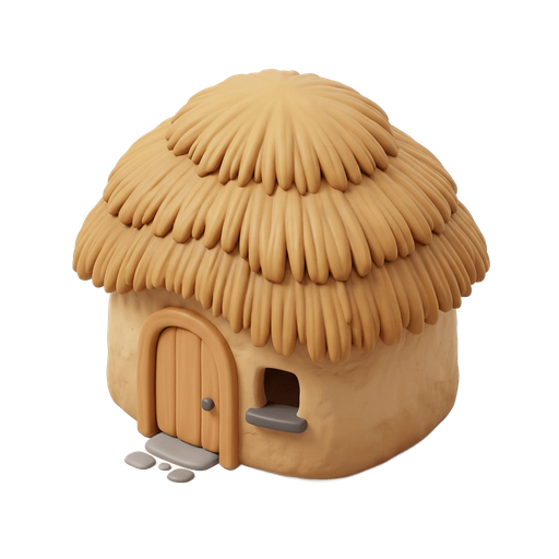 Illustration of 茅屋, thatched cottage