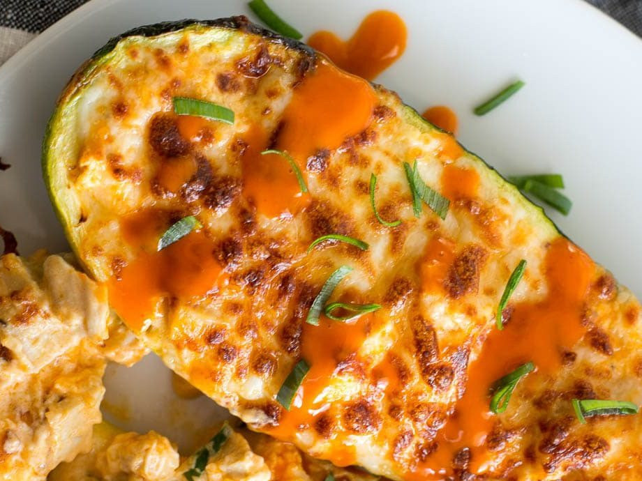 Keto Buffalo Chicken Zucchini Boats recipe, American, Main Courses