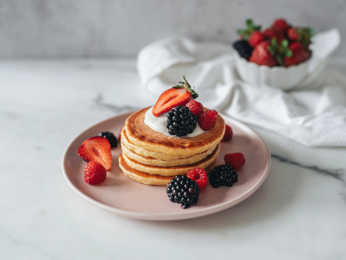 High Protein Cottage Cheese Pancakes recipe, American, Breakfast