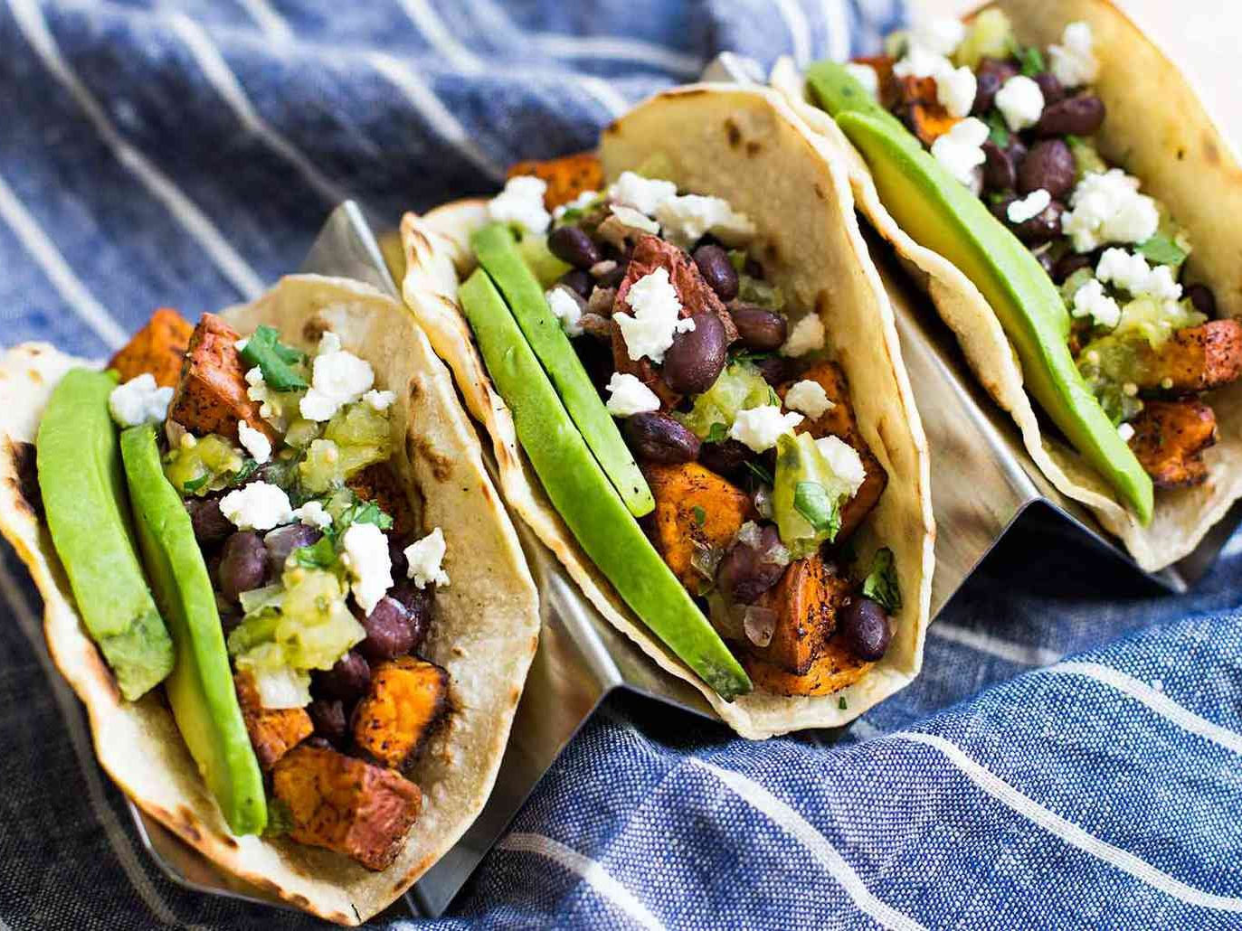 Vegan Black Bean & Sweet Potato Tacos recipe, Mexican, Main Courses