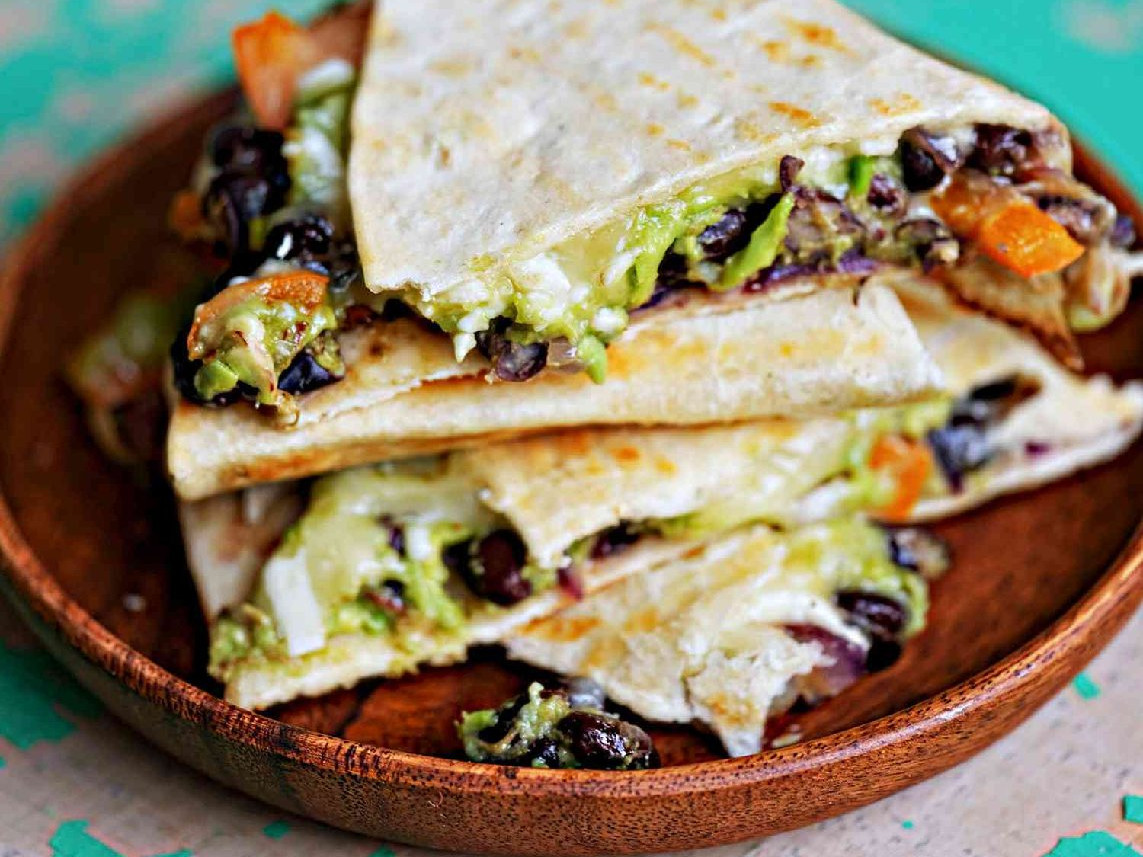 Vegan Avocado & Black Bean Quesadillas recipe, Mexican, Lunch