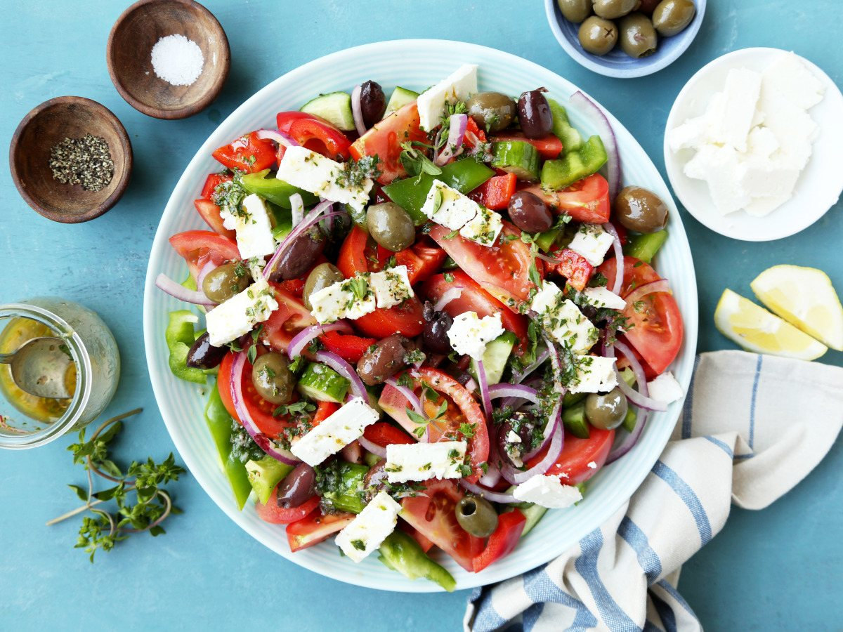 Greek Village Salad (Horiatiki) recipe, Greek, Salads