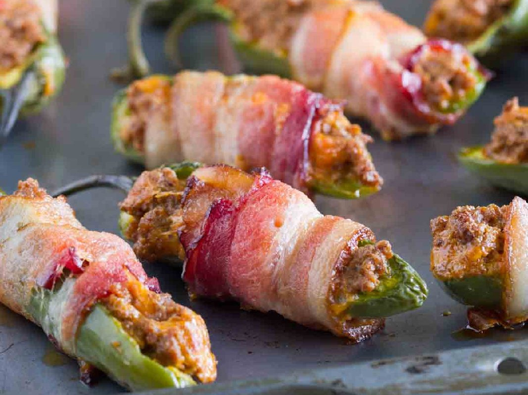 Keto Bacon-Wrapped Jalapeño Poppers recipe, American, Appetizers