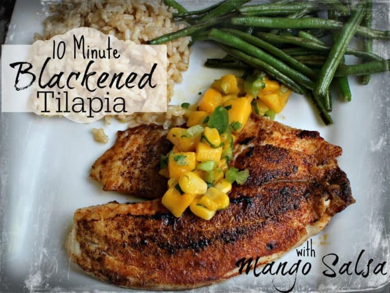 High Protein Blackened Tilapia with Mango Salsa recipe, American, Main Courses