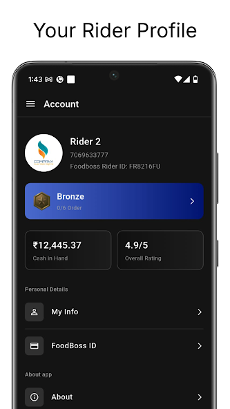FoodBoss Rider App Screenshot 1