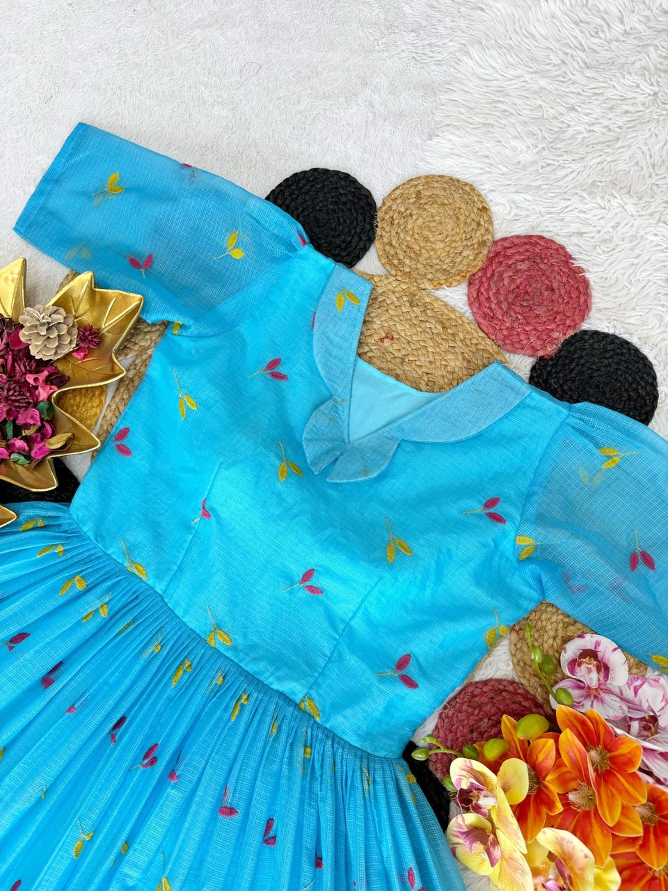 Summer Bloom Kota Checks Midi Gown — photo 11
