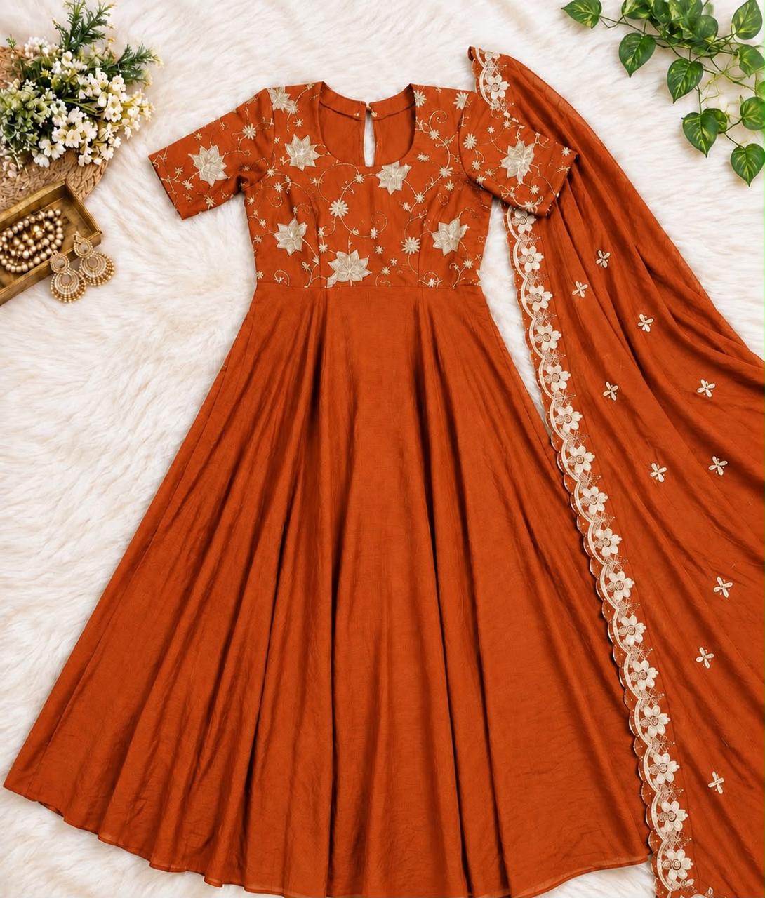 Royal Beaded Rangoli Crush Festive Gown Set — photo 8