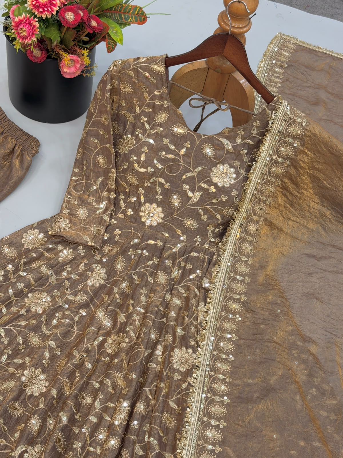 Festive Elegance Designer Fendy Crush Gown Set — photo 3