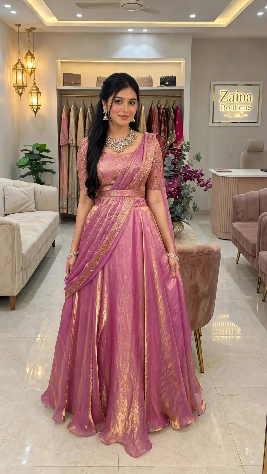 Designer Two-Tone Fandy Silk Lehenga Choli Set