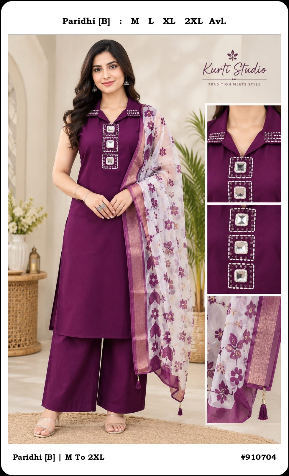 Exclusive Mirror Work Designer 3-Piece Ethnic Wear 