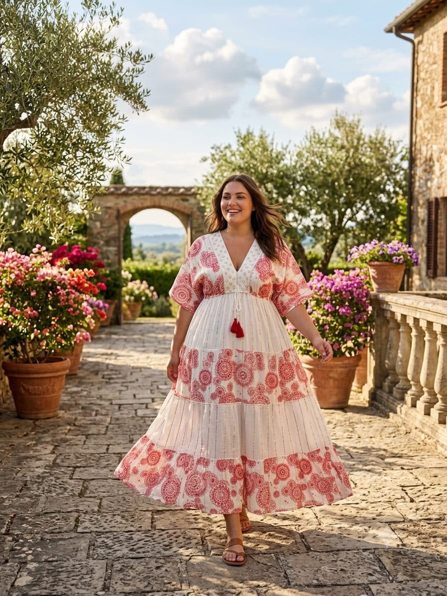Beautiful Printed Rayon Crepe Dress with Mirror Work & Embroidery