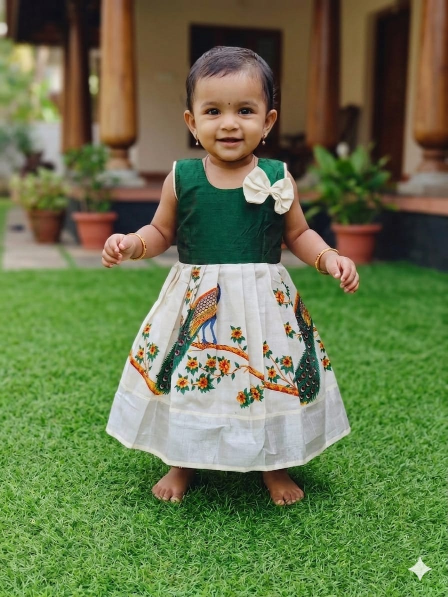 Baby Girl Peacock Mural  Print Frock