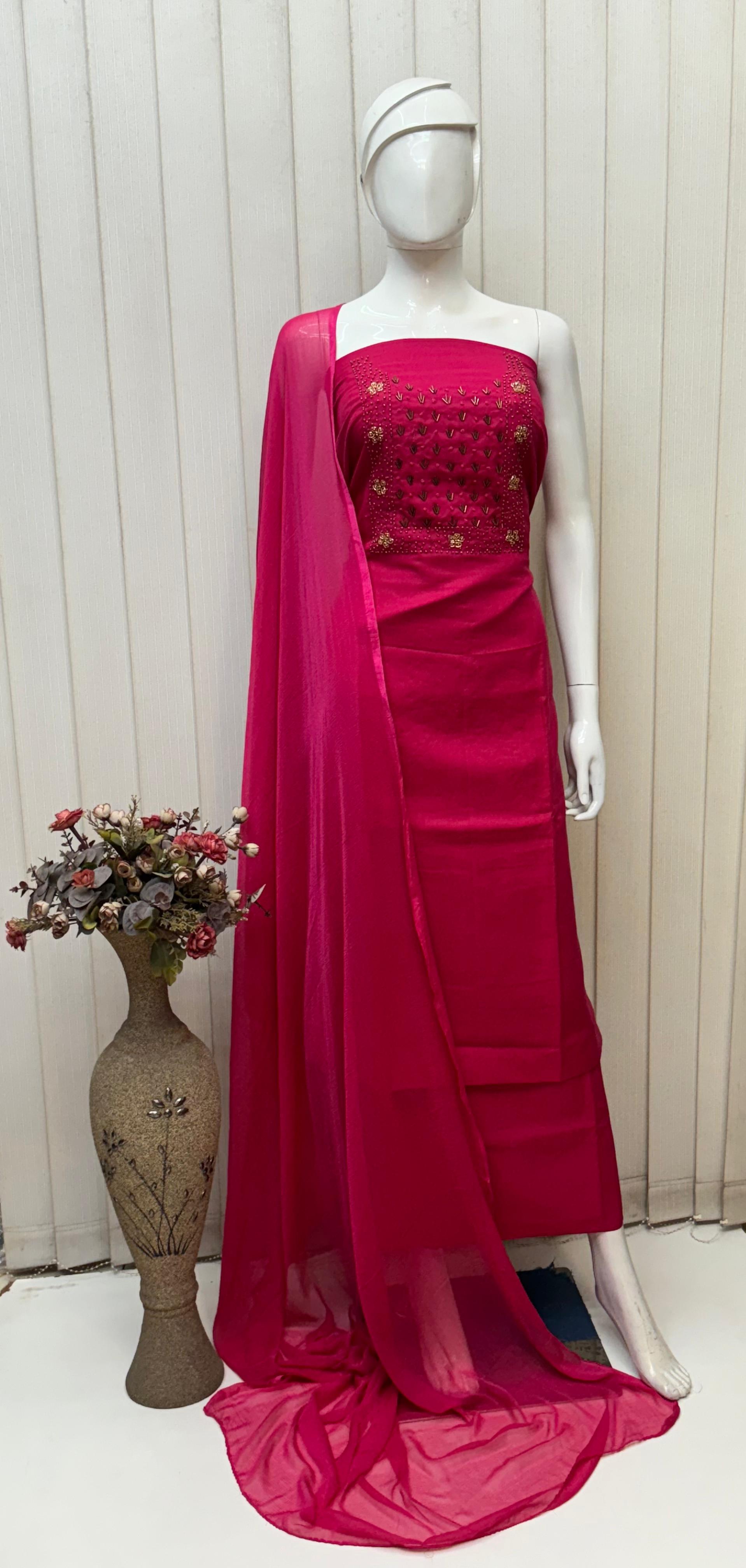 Classic Beauty – Embroidered Dress Material with Dupatta