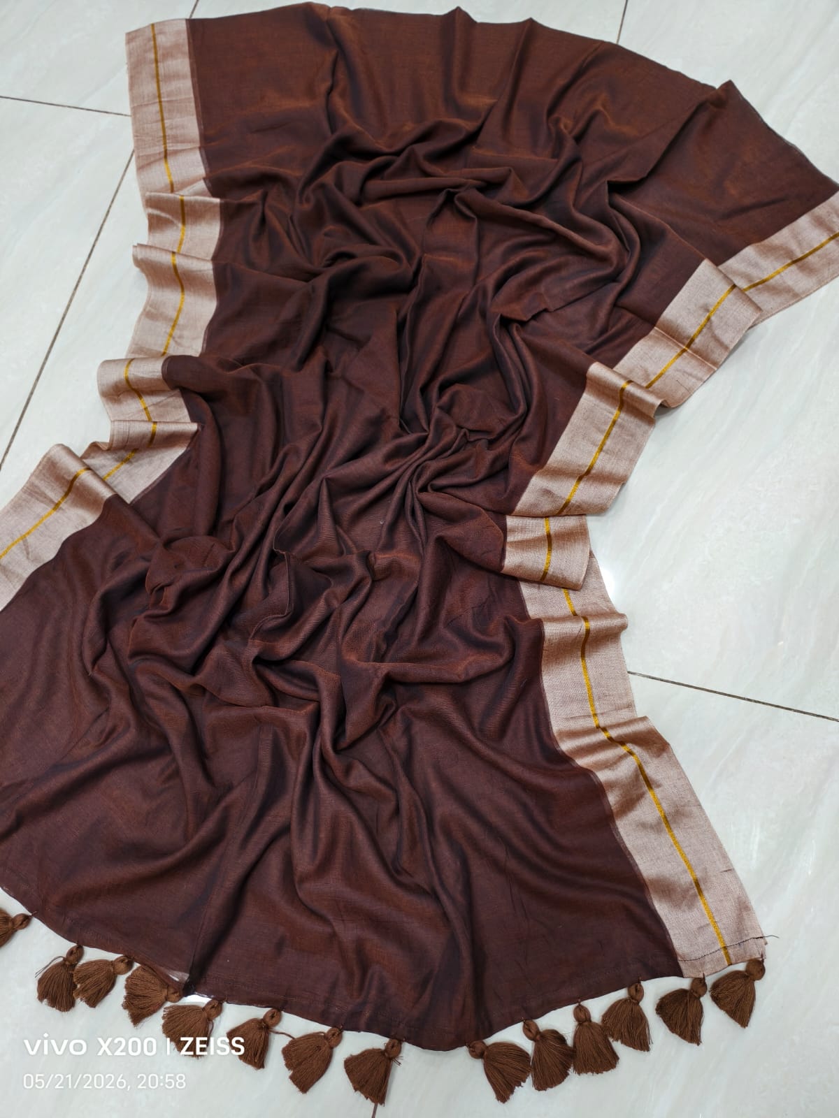 Contrast Border Mul Cotton Saree