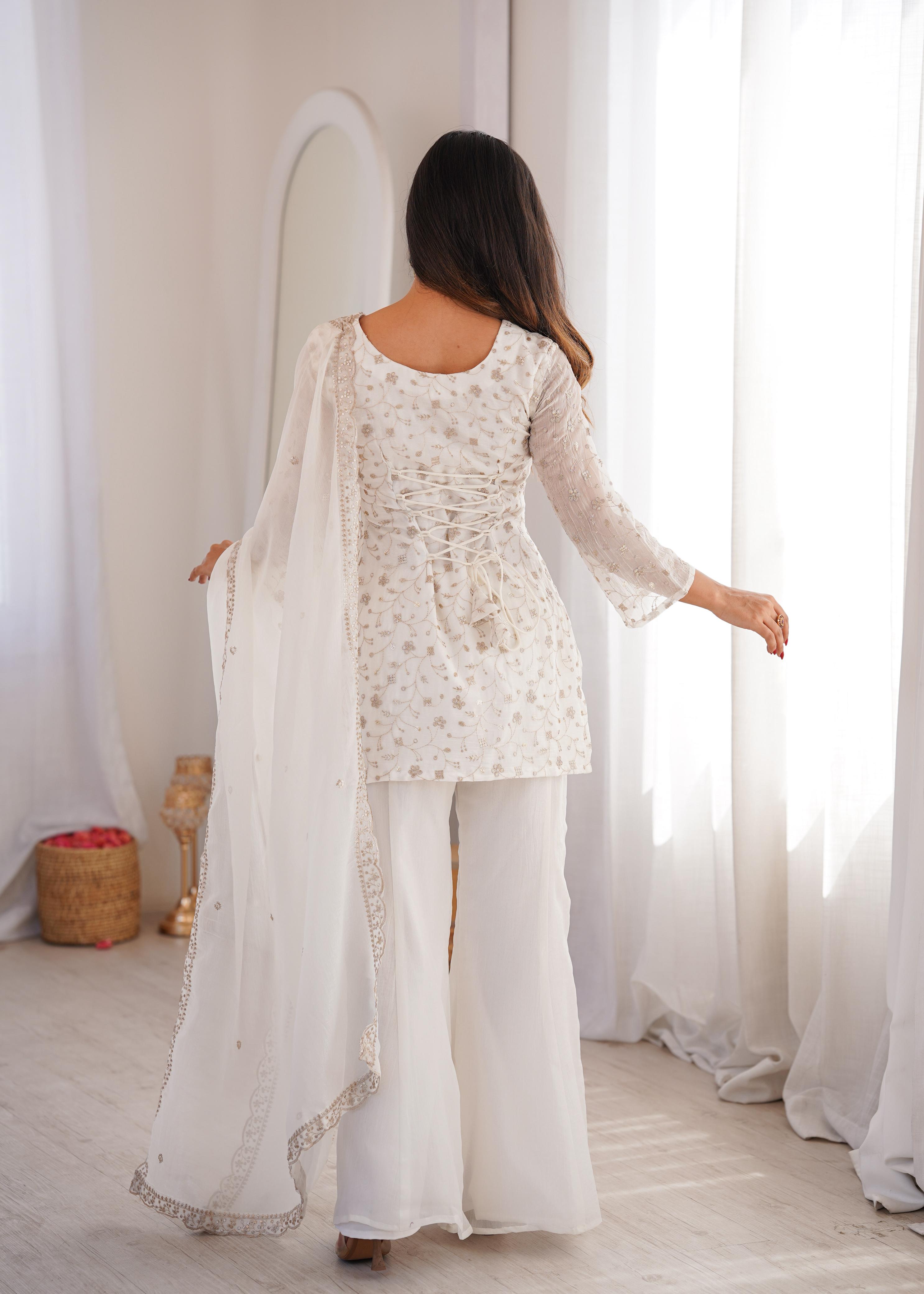 Crunchy Silk Embroidered Kurta Set with Dupatta