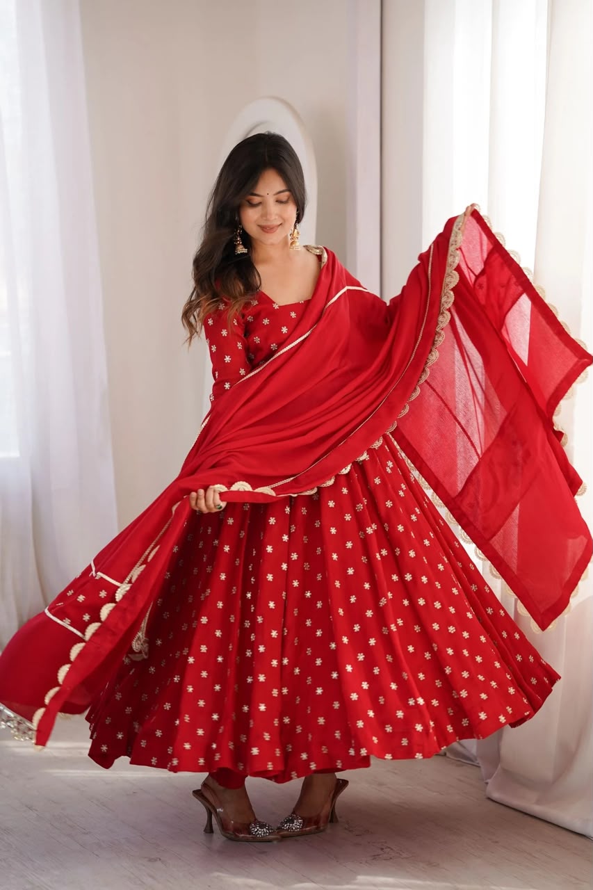Designer Chinnon Silk Anarkali Set