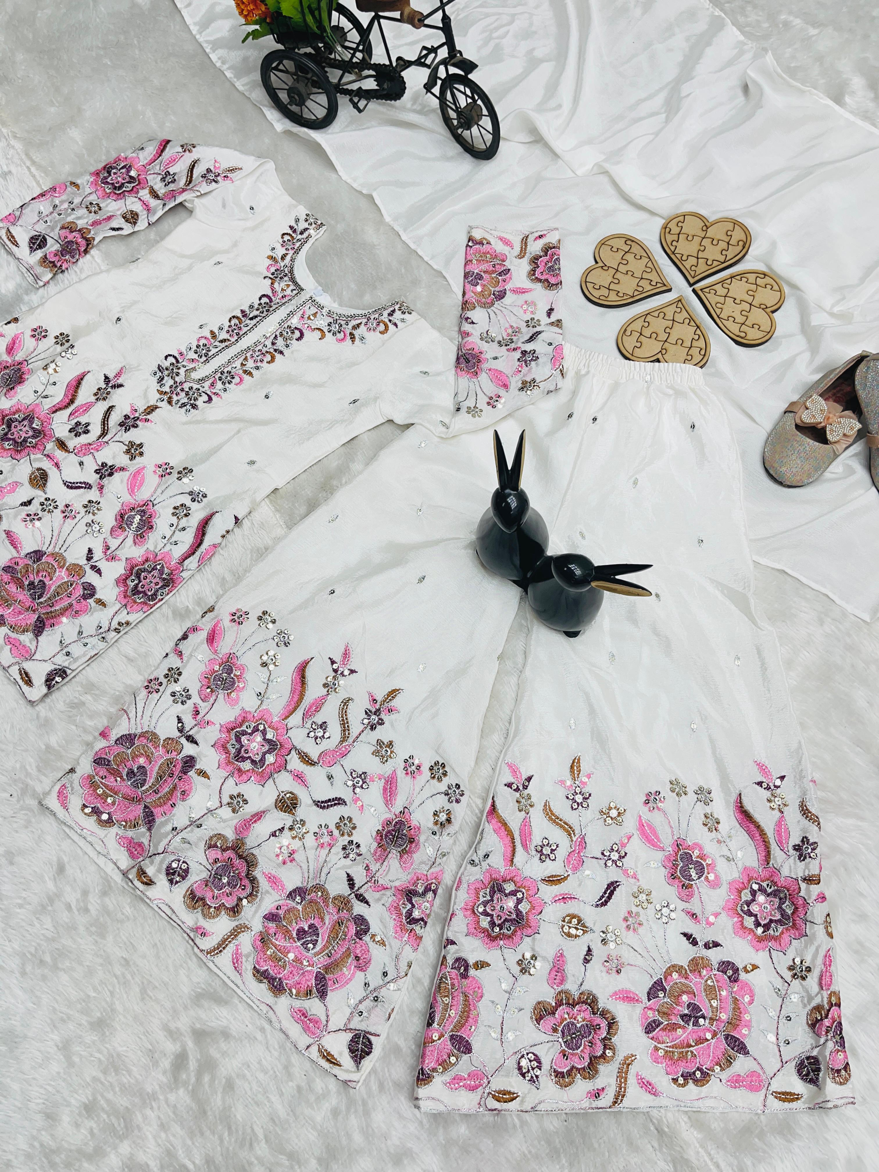 Designer Chinon Silk Sharara Set