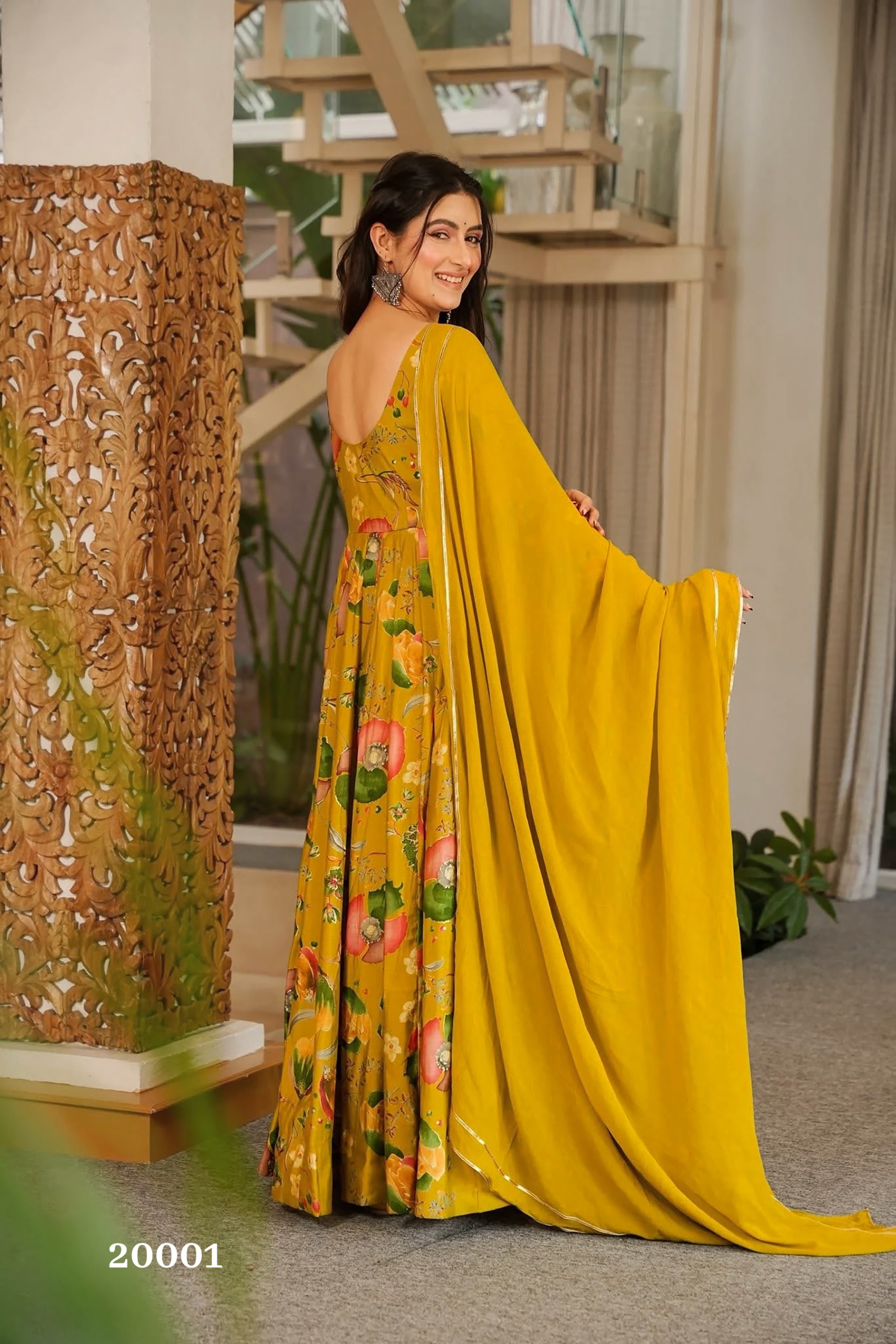 Digital Printed Ethnic Gown Set