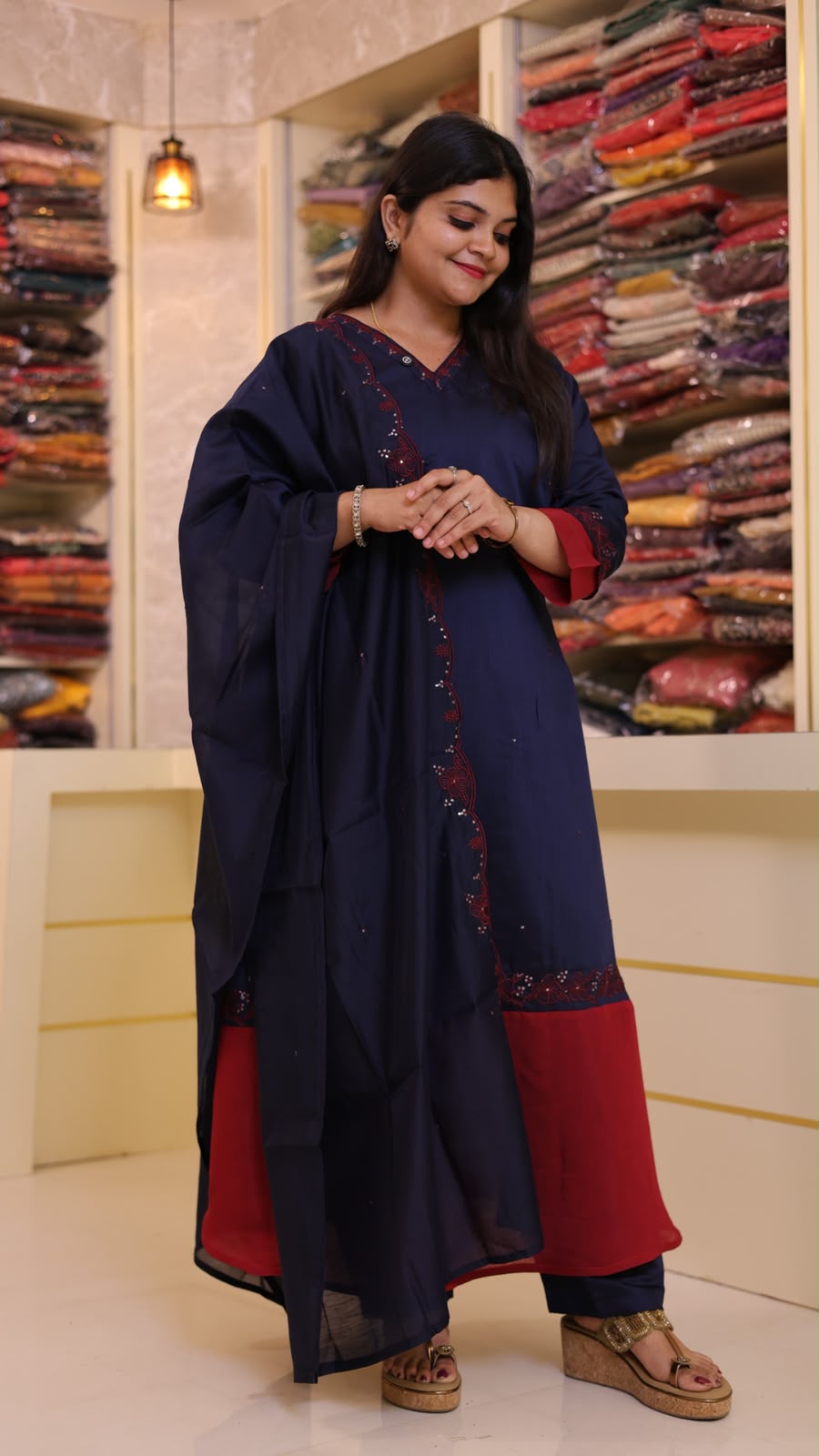 Double Shade Mal Chanderi Designer Salwar Suit