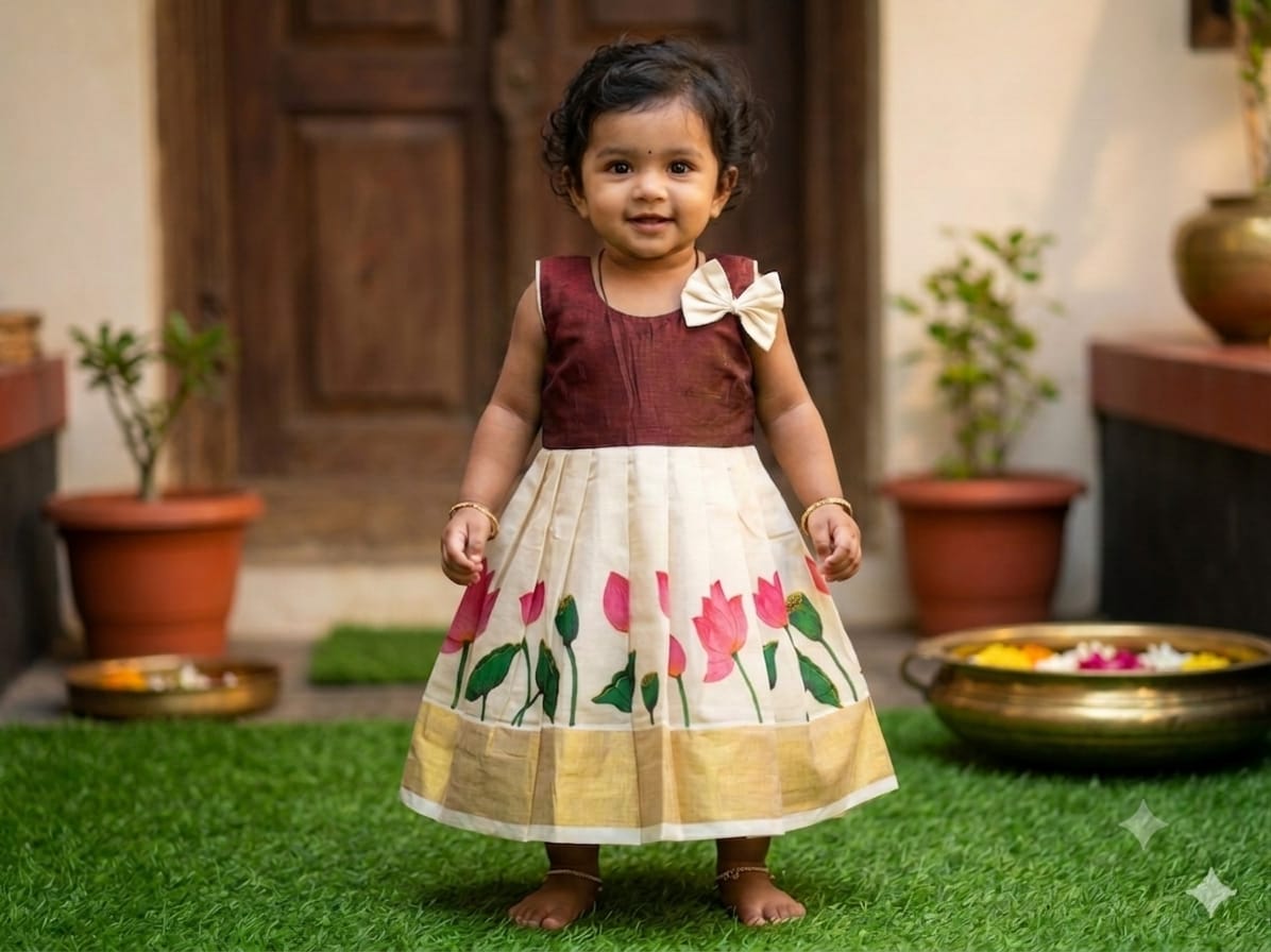 Ethnic Lotus Print Baby Frock