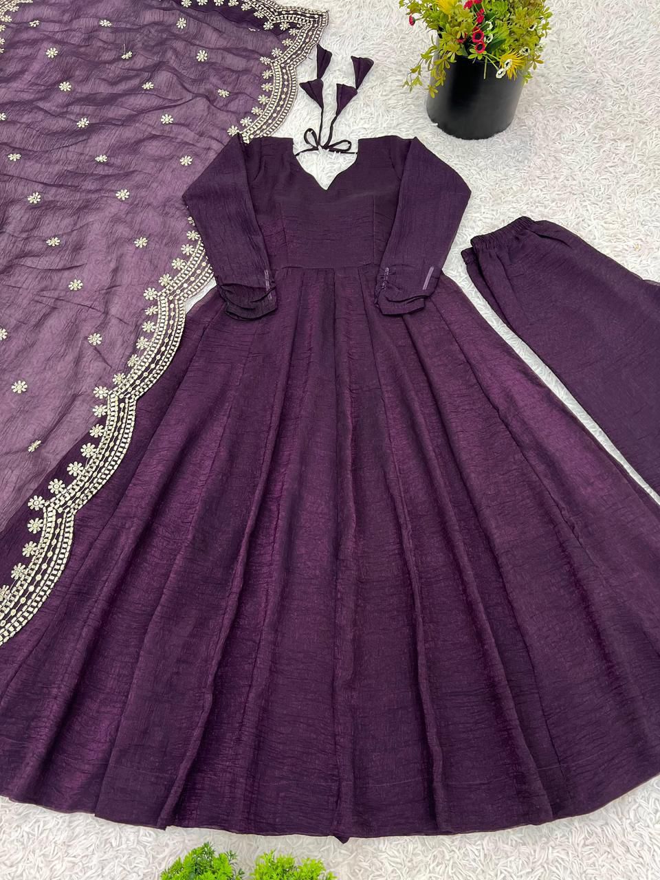Fandy Silk Designer Gown with Dupatta
