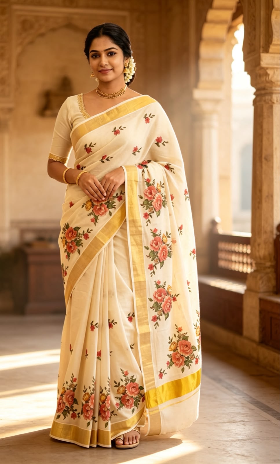 Kerala Tissue Floral Saree