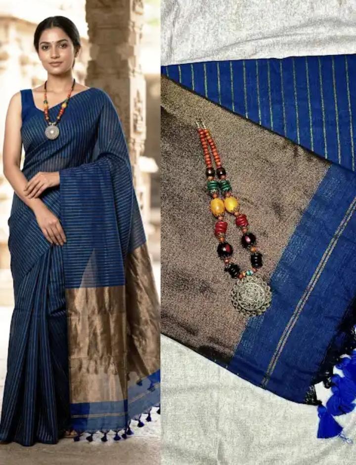 Khadi Cotton Zari Weaving Saree
