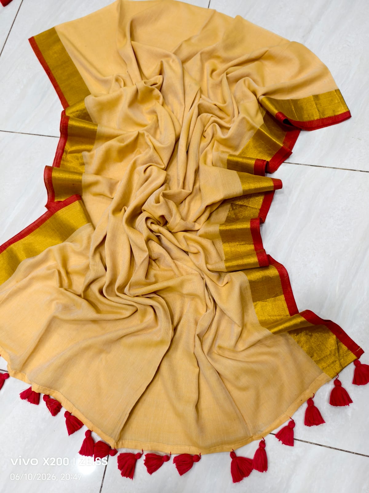 Mahapar Zari Border Mul Cotton Saree