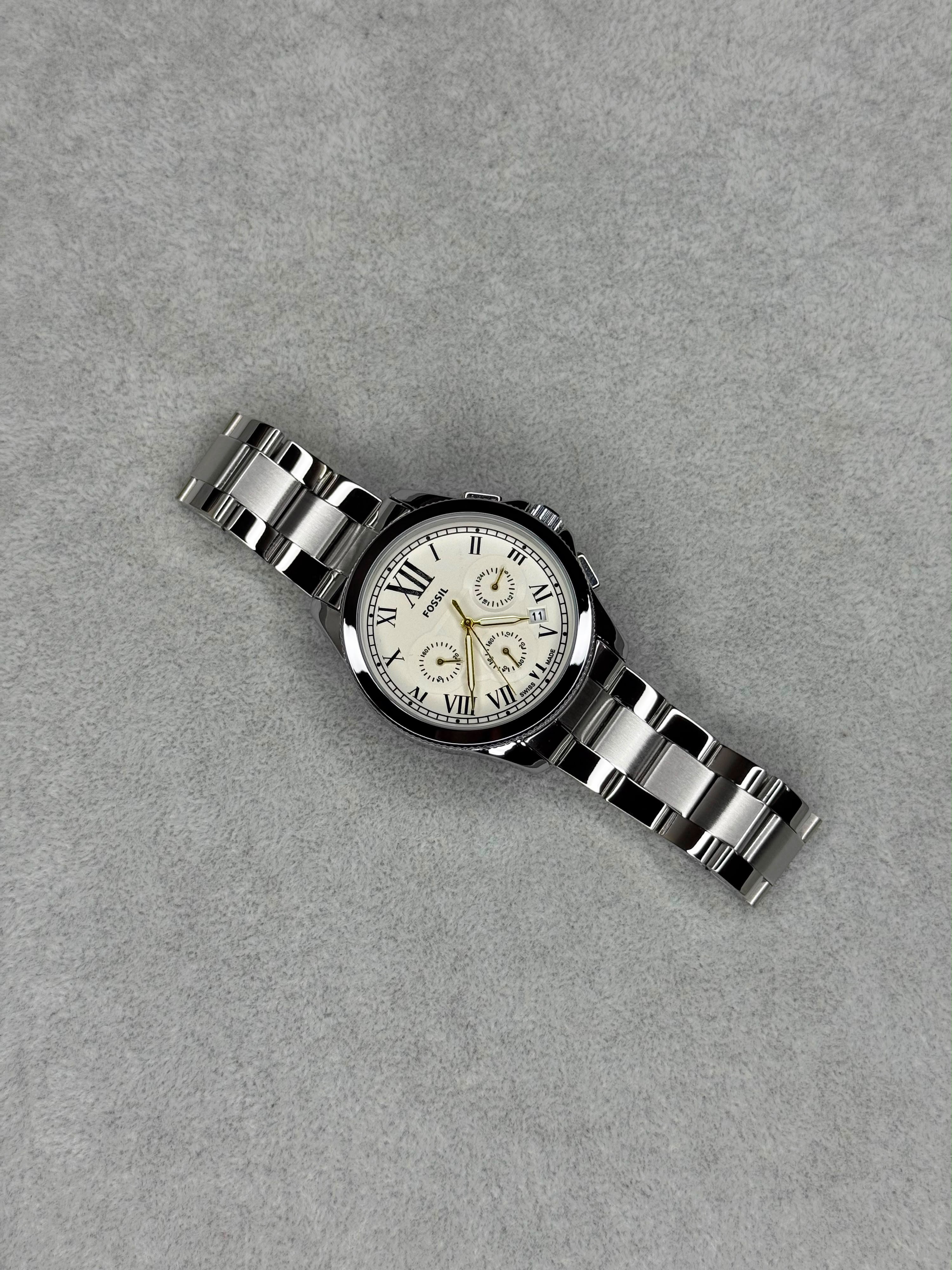 Men's Classic Silver Chronograph Wristwatch