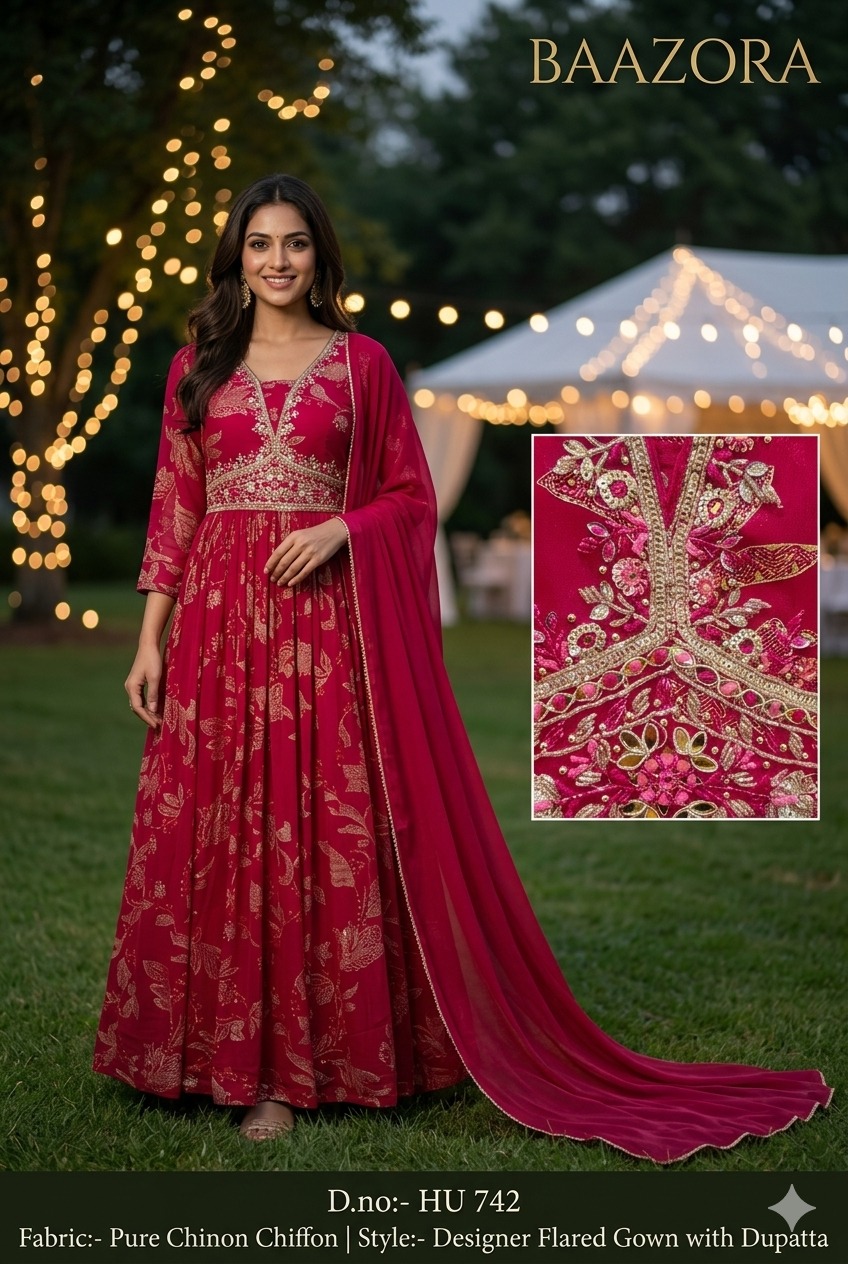 New Launch – Designer Flared Gown with Dupatta