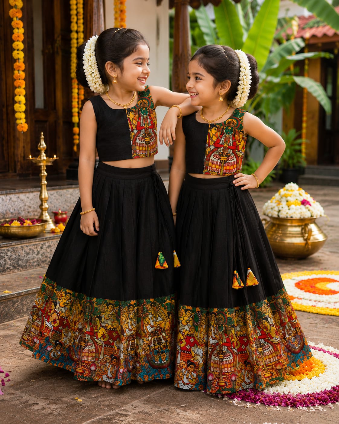 Onam Special Kathakali Heritage Kids Lehenga