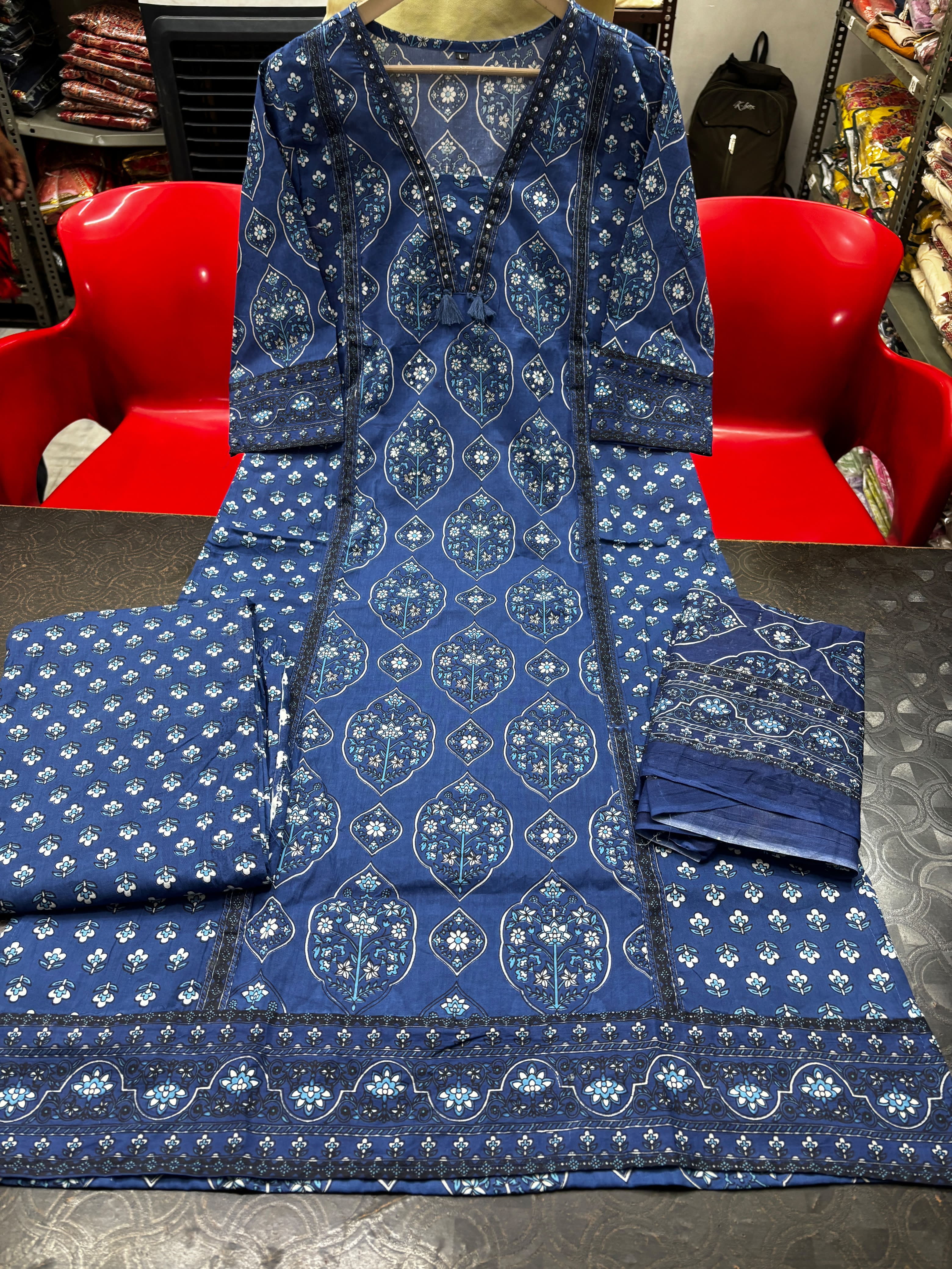 Printed Cotton Kurta Set with Dupatta