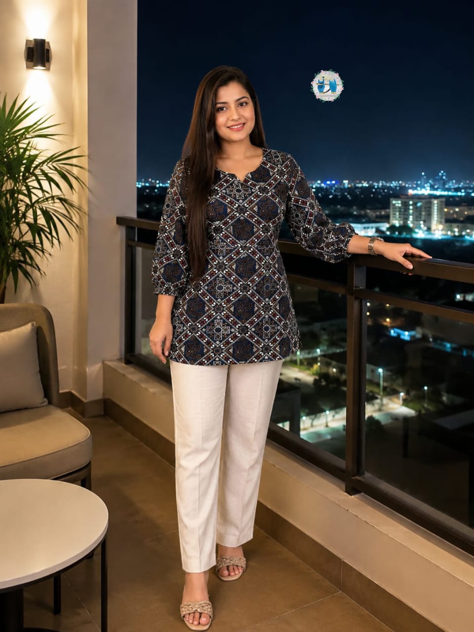 Pure Cotton Ajrakh Top & Khadi Cotton Pant Co-ord Set
