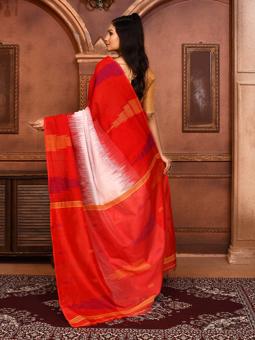 Pure Handwoven Cotton Silk Ikkat Saree