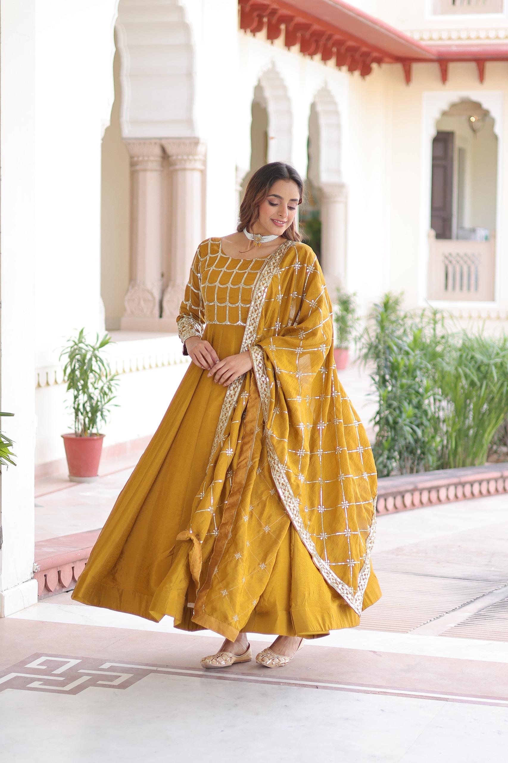 Ready-to-Wear Embroidered Gown with Dupatta