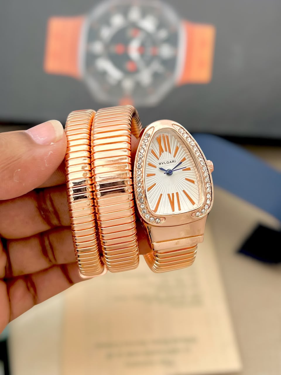 Women's Rose Gold Wrap Coil Bangle Watch