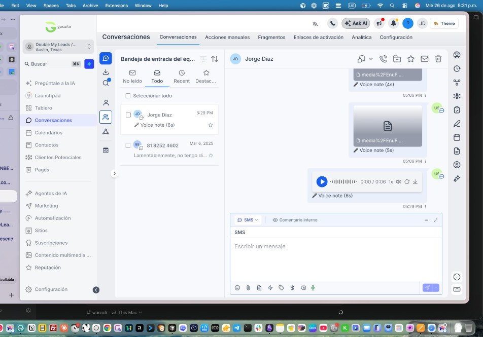 Voice note player in GHL Conversations