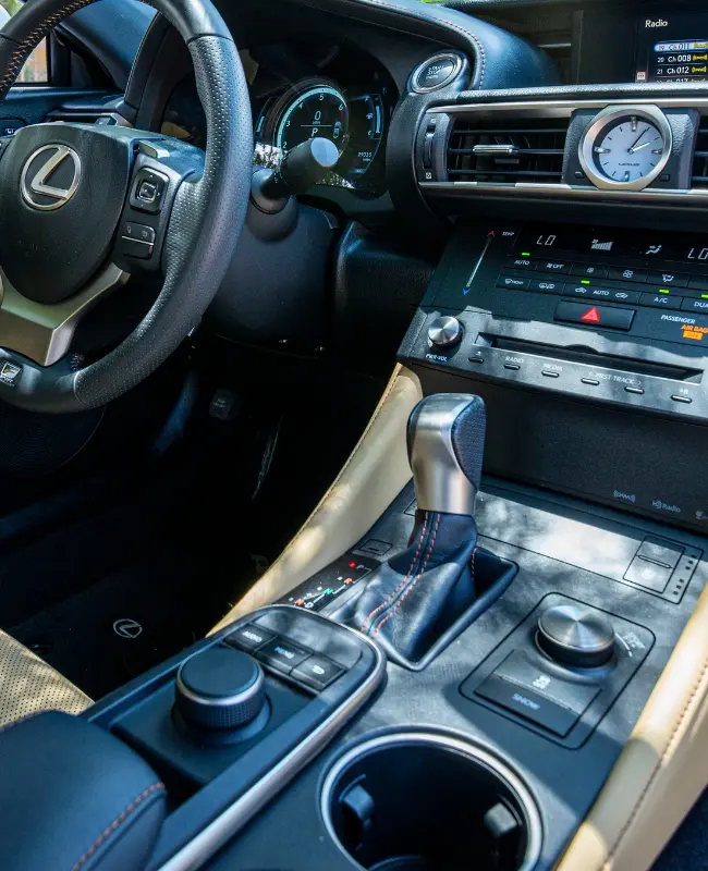 Interior of Lexus car