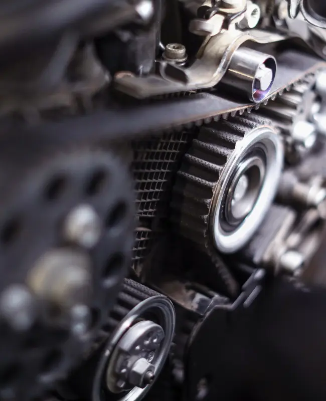 Engine belt inside an automobile