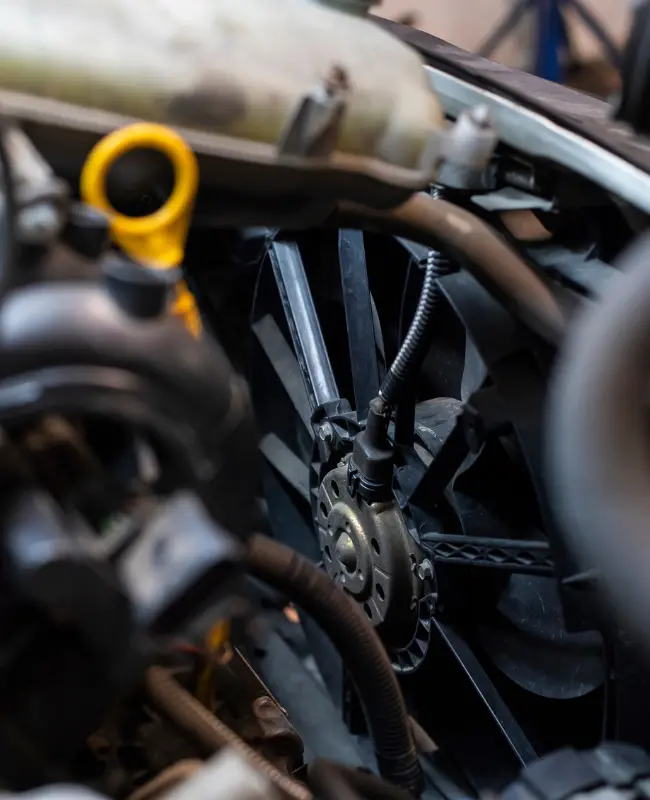 Radiator fan inside a motor vehicle