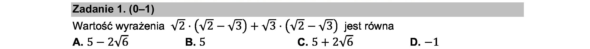 MATEMATYKA 2021 CZERWIEC MATURA PODSTAWOWA ZADANIE 1